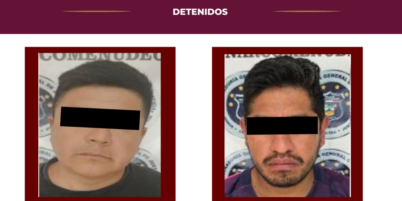 Dos personas detenidas; drogas, armas de fuego y cartuchos útiles asegurados durante cateo de la PGJEH en Pachuca